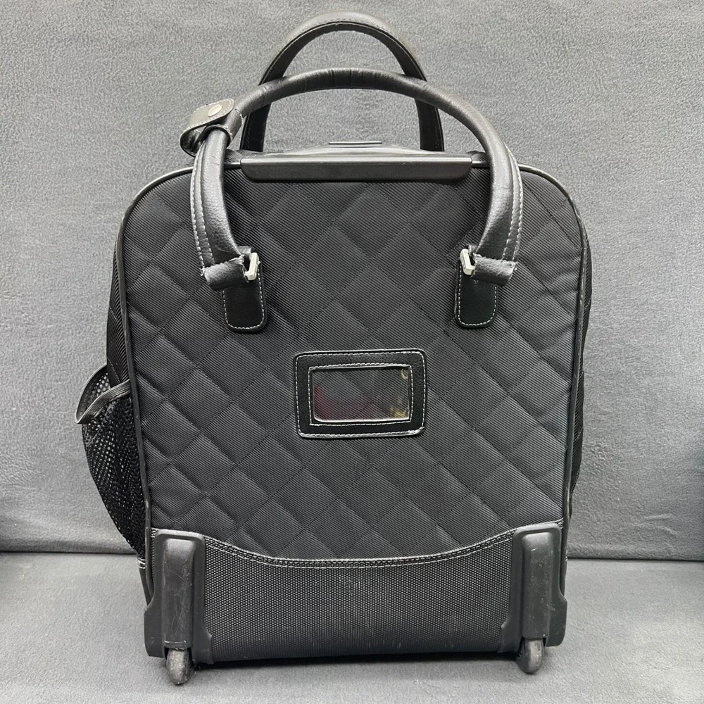 Bugatti Rolling Carry On Briefcase Laptop Travel Quilted Black